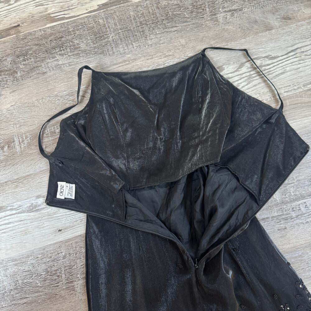 Vintage Y2K Cache Black Beaded Chiffon Maxi Dress Goth Homecoming Prom Formal 8 - Picture 5 of 11